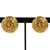 95A CHANEL Vintage Coco Mark Clip Earrings, Gold Color, Women's — Like New