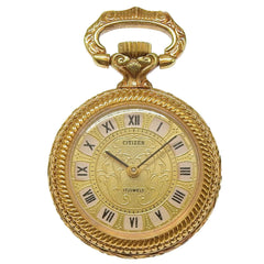 Citizen pocket watch, gold plated, hand-wound, analog display, dial, unisex — Good