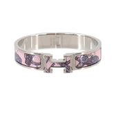 Hermes Clic H PM Honage Brides de Coeur Bangle Pink Silver — New - Store Return