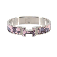 Hermes Clic H PM Honage Brides de Coeur Bangle Pink Silver — New - Store Return