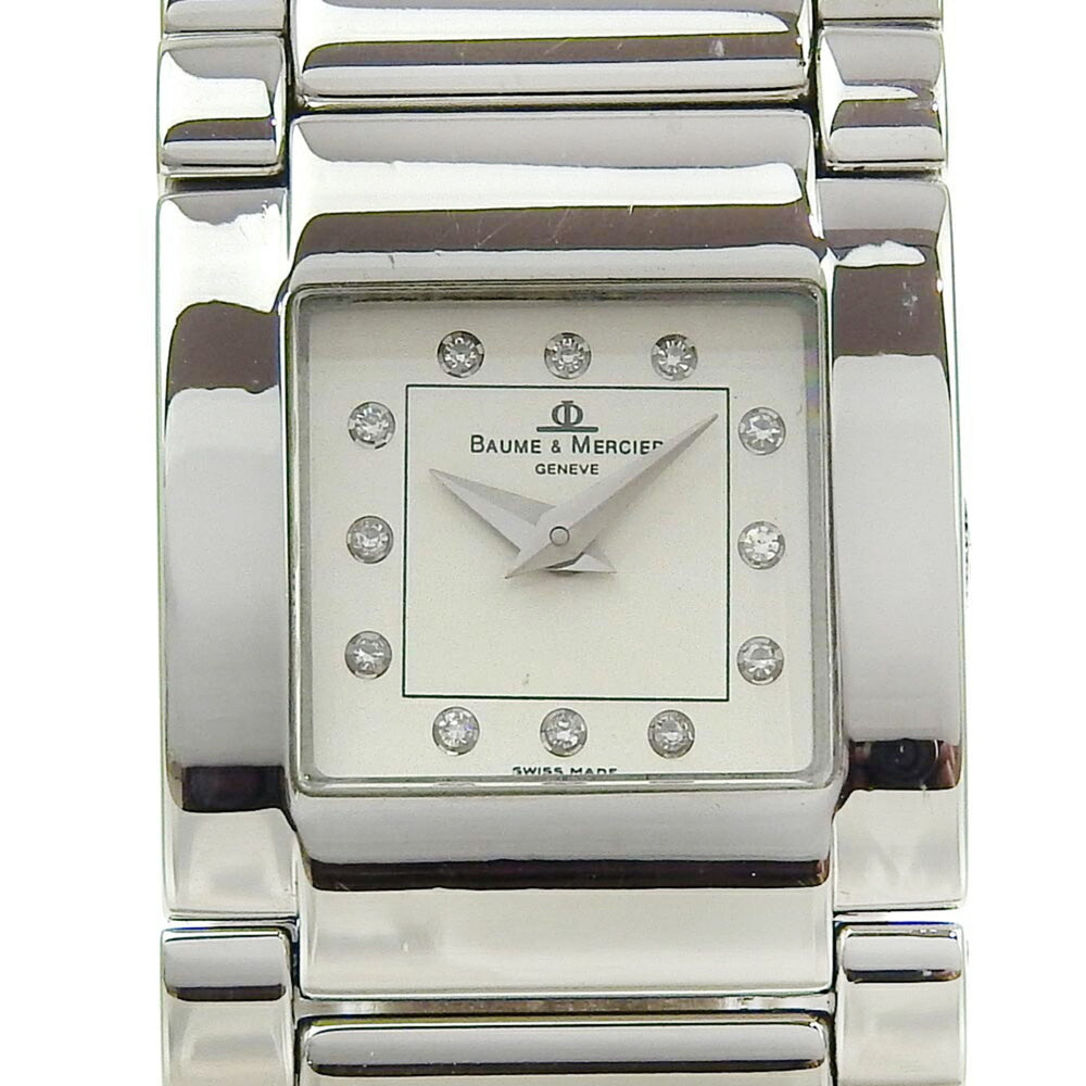 Baume & Mercier Catwalk Watch 12P Diamond MV045219 Stainless Steel Quartz Analog Display White Dial Ladies — Very Good