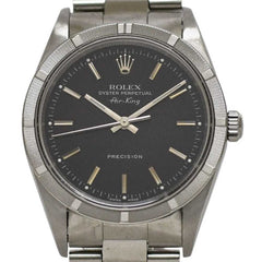 Rolex Air-King Black Silver 14010 Watch - Overhauled, Polished, Stainless Steel, Automatic, P-series, Men's, Dial — Very Good