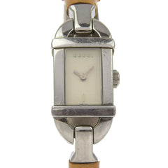 Gucci 6800L Stainless Steel and Bamboo Quartz Watch with Analog Display White Dial for Women — Good