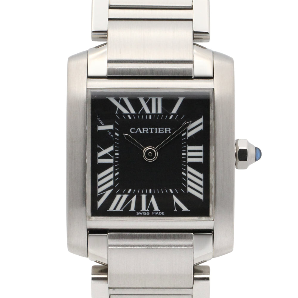 Cartier Tank Française SM Watch, Stainless Steel, Women's, Black, W51026Q3 — Very Good