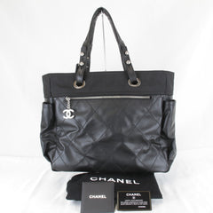 CHANEL A34210 Tote Bag, Canvas, Black, Women's — Like New