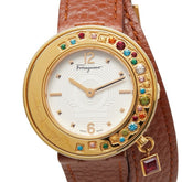Salvatore Ferragamo Gancini Sparkling Watch F64SBQ50001 Quartz White Dial Stainless Steel Topaz Ladies — Good