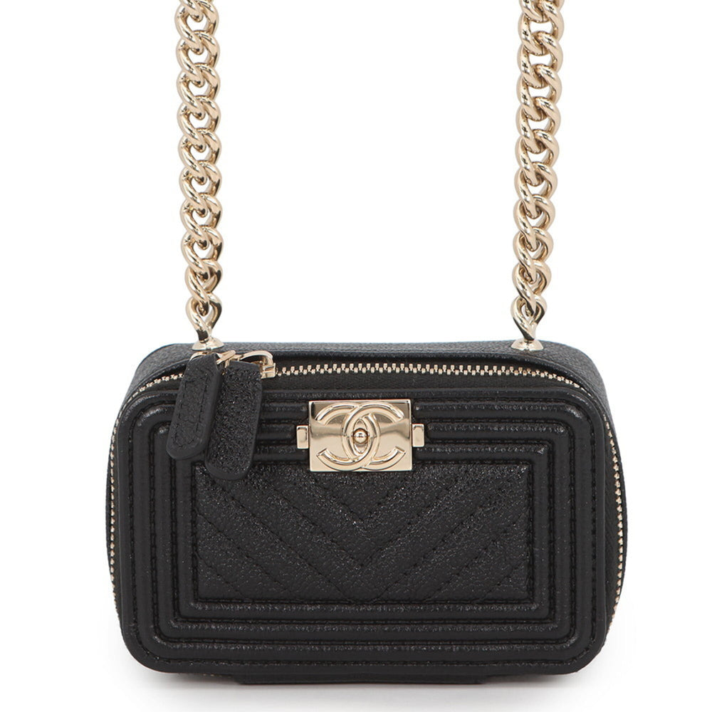 Chanel Chain Shoulder Bag Boy Mini Caviar Skin AP2708 CHANEL Handbag Black Sale Item — Like New