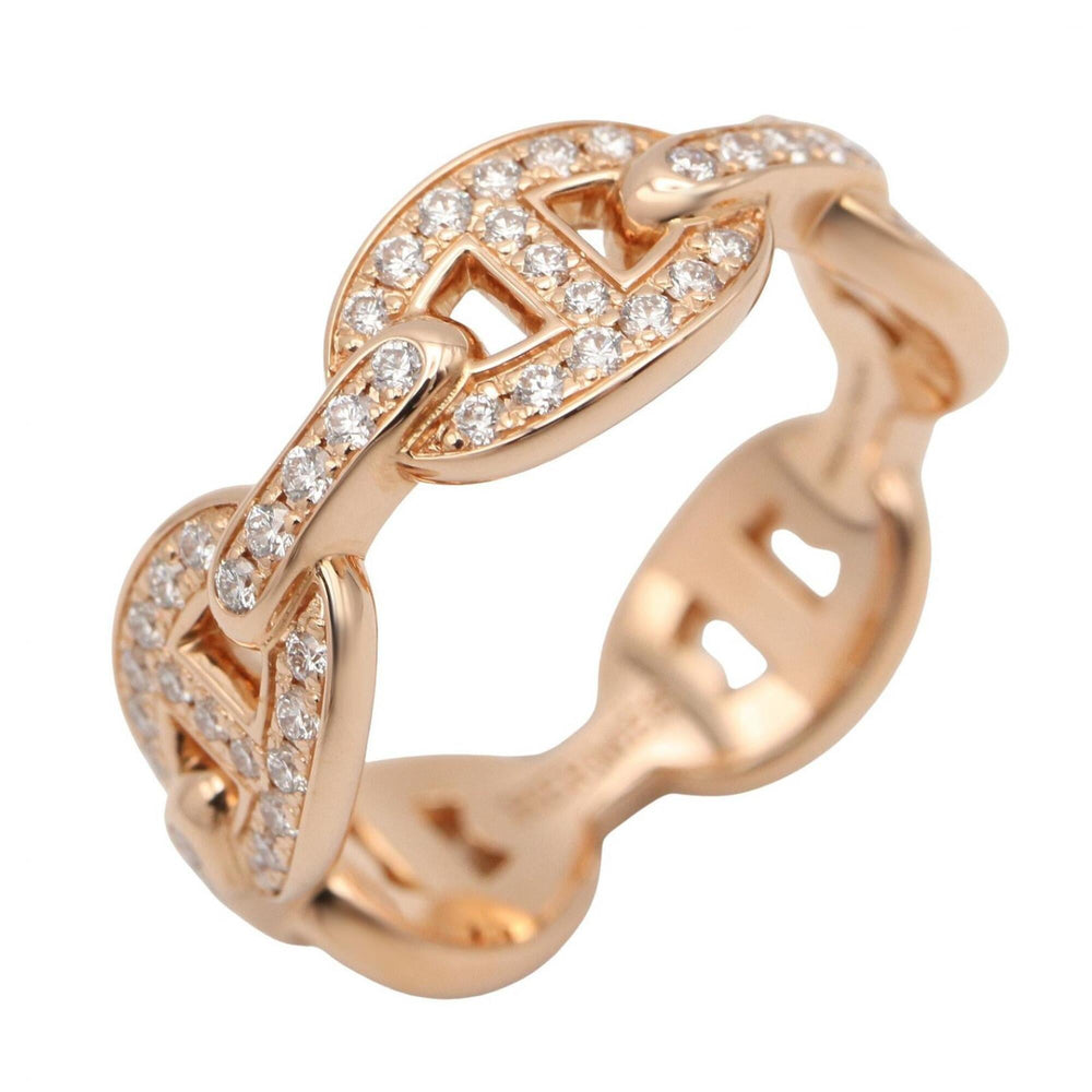 Hermes HERMES Enchainée PM Diamond Ring, Jewelry, 18KPG (Pink Gold), Diamond, Women's, Clear/Gold Tone — Like New