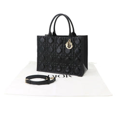 Christian Dior Book Tote Bag Medium - Macro Cannage 2-way Shoulder Handbag Leather Black M1324OWHP — Like New