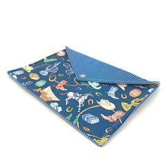 HERMES Hermes Flat Western Company GM Case Pouch Cotton Women's Blue E-230927-3 — New - Store Return