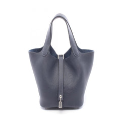 Hermes Picotin Lock PM Handbag, Leather, Taurillon Clemence Women's, Navy Blue — New - Store Return