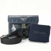 PRADA Softlook Leather Shoulder Bag/Body Bag, Tessuto, Navy — Like New