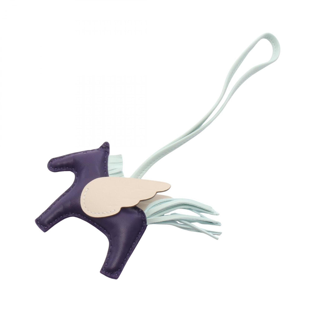 Hermes Rodeo Pegasus PM Purple Craie Vert Peppermint Charm Accessory Agneau Milo Veau Swift Leather Women's Blue Ivory — New - Store Return