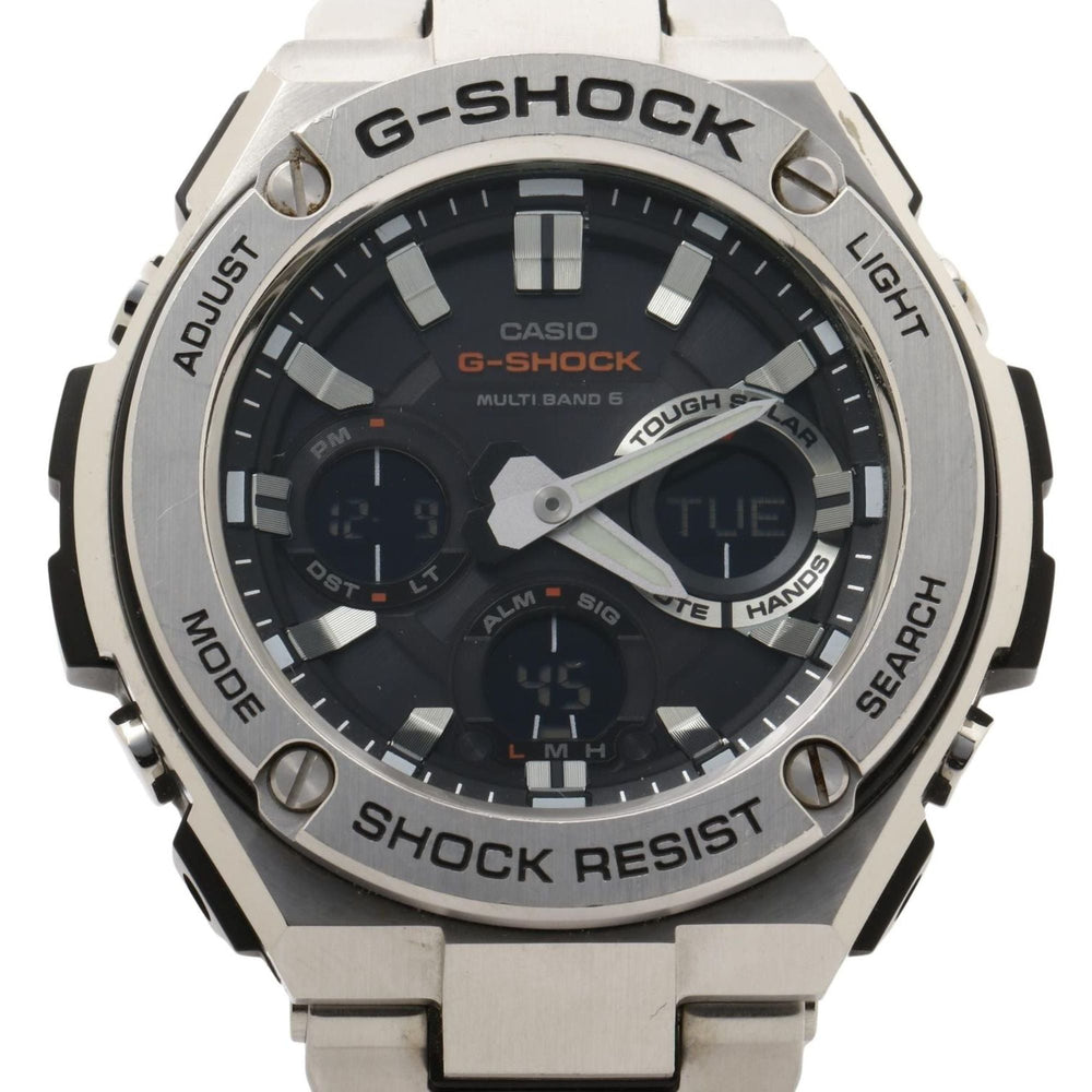 CASIO GSHOCK GSTEEL GSTW100 Series Watch (GSTW110D1AJF) in Black and Silver Resin with Stainless Steel Case for Men — Good