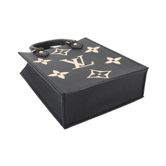 Louis Vuitton Petite Sac Plat, bicolor, Monogram Empreinte, 2-way handbag/shoulder bag, leather, black/beige, M81416, RFID — Like New