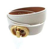 Like new Christian Dior 30 Montaigne B1760 Medium size leather ivory white double-strand double bracelet 0318 — Like New