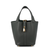 Hermes Picotin Lock PM Handbag, Vert Mangrove, Taurillon Clemence Leather, W Stamp, HERMES Tote Bag, Lock, Picotin, Women's — Like New