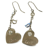 Christian Dior Vintage Heart Logo Swing Earrings, Silver Color, Women's — Like New