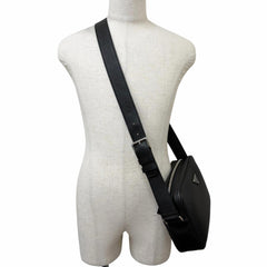 PRADA 2VH189 Leather Triangle Logo Crossbody Shoulder Bag, Black, Made in Italy, Recommended for Men — Like New