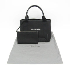 Balenciaga Navy Cabas S 339933 Men,Women Canvas,Leather Handbag,Tote Bag Black — Like New
