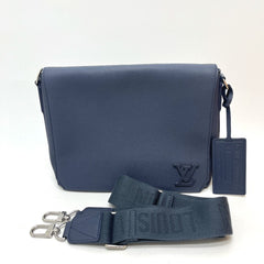 LOUIS VUITTON M23709 LV Aerogram Takeoff Messenger Bag, Handbag, Crossbody Shoulder Leather, Men's, Blue, Atlantic Like New — Like New