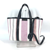Balenciaga 671404 stripe 2WAY Shoulder Bag Crossbody Tote Bag Hand Bag pink Black x White — Like New