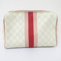 GUCCI Sherry Line GG Pattern Clutch Bag/Second Bag 189818 White/Pink Women's — Like New