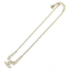 CHANEL (2025 model) B25S Coco Mark Rhinestone Chain Necklace, Gold, with Box, Women's — Like New