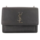 Yves Saint Laurent SAINT LAURENT PARIS Sunset Cassandra Flap Leather Shoulder Bag in Black for Women — Like New
