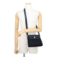 Hermes Shoulder Bag Herbag Zip Mini Black Blue Indigo Toile Military Vache Hunter K Stamp Handbag HERMES — Like New