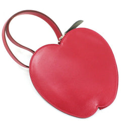 Hermès Pochette Pomme Apple Pouch with Handle, Rouge vif Tadelakt x Chevre Motif Bag, HERMES Women's T5892 — Like New