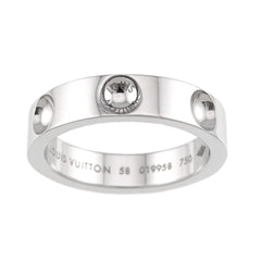 Louis Vuitton Petit Bague Empreinte Ring #58, 18K WG (White Gold 750) — Like New