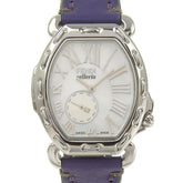 FENDI Celeria Watch 8400M Stainless Steel x Embossed Leather Quartz Small Second White Shell Dial Boys — Very Good