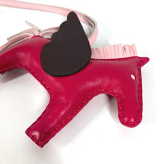 HERMES Horse Keychain Cheval Rodeo Pegasus MM Accessory Bag Charm Agneau Milo Men's Women's Pink — Like New