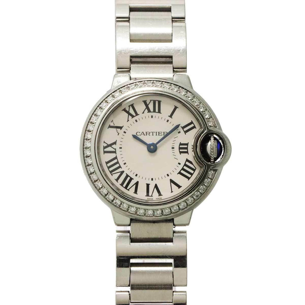 Cartier Ballon Bleu 28mm W4BB0015 Women's Watch, Diamond Bezel, Silver, Quartz Watch — Very Good