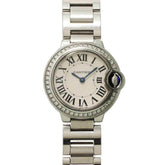 Cartier Ballon Bleu 28mm W4BB0015 Women's Watch, Diamond Bezel, Silver, Quartz Watch — Very Good