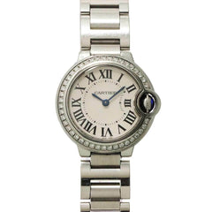 Cartier Ballon Bleu 28mm W4BB0015 Women's Watch, Diamond Bezel, Silver, Quartz Watch — Very Good