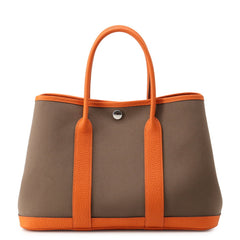 Hermes Garden TPM Tote Bag, Etoupe Orange, Toile Officier Negonda, W Stamp, Party, Garden, Handbag, Women's HERMES — Like New