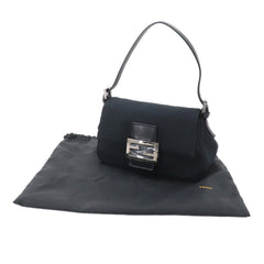 Fendi Zucchino Mini Mamma Baguette Shoulder Handbag, Canvas and Leather, Black, 8BR180, Gunmetal Hardware — New - Store Return