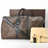 LOUIS VUITTON Louis Vuitton Boston Bag Monogram Macassar Keepall Bandouliere 55 Brown M56714 — Like New