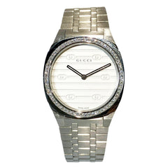 Gucci 25H Watch, Total Weight 57g, Stainless Steel, Quartz Movement, Silver Dial, YA163401 — Good