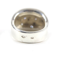 HERMES Vintage Gaucho Ring, 925 750 Sterling Silver with 7 Diamonds, Size 52, Weight 13.6g, Men's — Like New