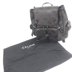 CELINE 11181 Coated Canvas Triomphe Pattern Backpack Daypack Black Brown with Dust Bag Men's — Like New