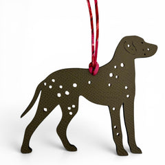 HERMES Petit H Leather Rose Etoupe Dog Dalmatian Bag Charm, Made in France, Women's — Like New