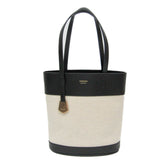 Salvatore Ferragamo Charming Tote Bag AU-21/7533 Women's Leather,Canvas Shoulder Bag,Tote Bag Black,Light Brown — Like New