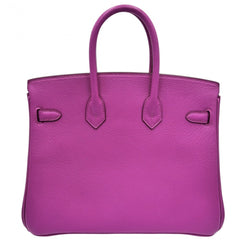 Hermes Birkin 25 handbag for women, with internal stitching, HERMES B stamp, Chevre leather, purple tones, silver hardware, 2023 model — Like New