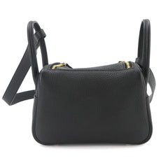 Hermes Lindy Mini 2-way Handbag/Shoulder Bag, Taurillon Clemence Leather, Black, W Stamp, Gold Hardware — Like New