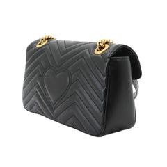 Gucci GG Marmont Shoulder Handbag, Leather, Black, 443497, Gold Hardware, Small Bag — New - Store Return