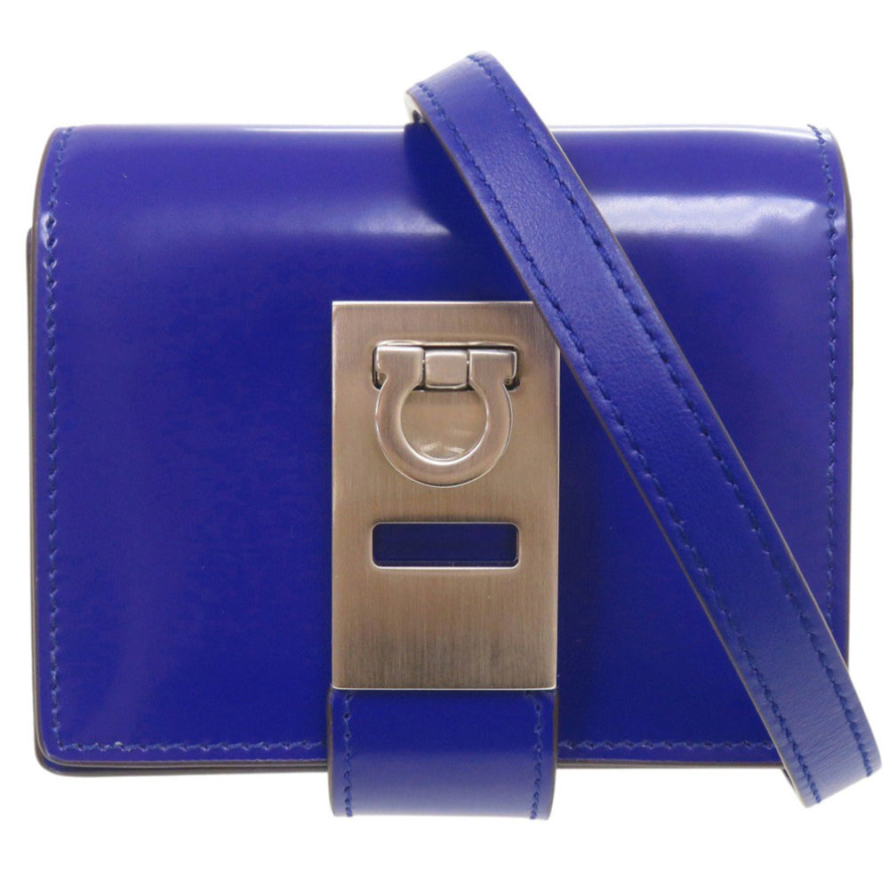 Salvatore Ferragamo Gancini Leather Blue Shoulder Bag 1437 — Like New