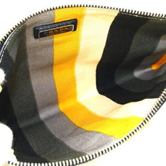 Prada Clutch Bag 2NH005 Multicolor Canvas Leather Handbag Pouch with Hand Strap Stripe Men's Women's PRADA — Like New